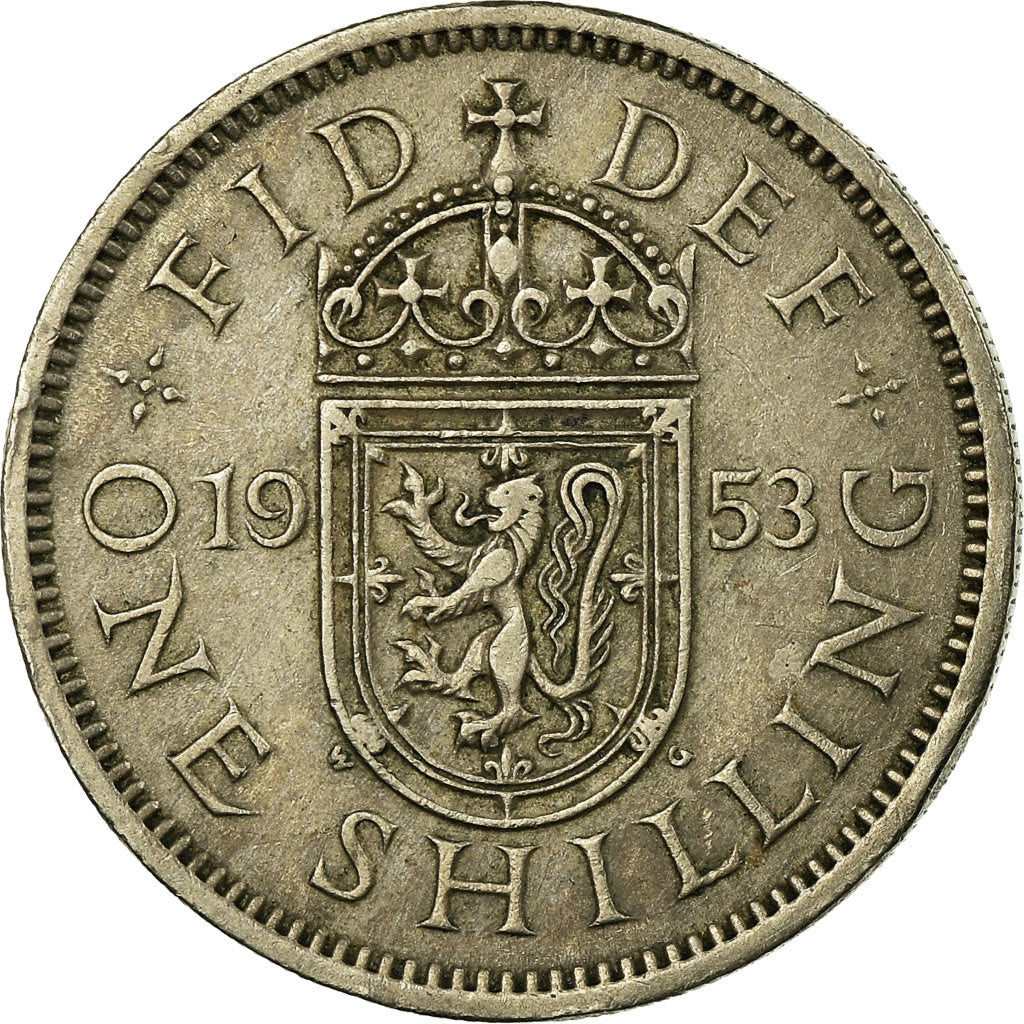 Coin, Great Britain, Elizabeth II, Shilling, 1953, VF(30-35), Copper-nickel