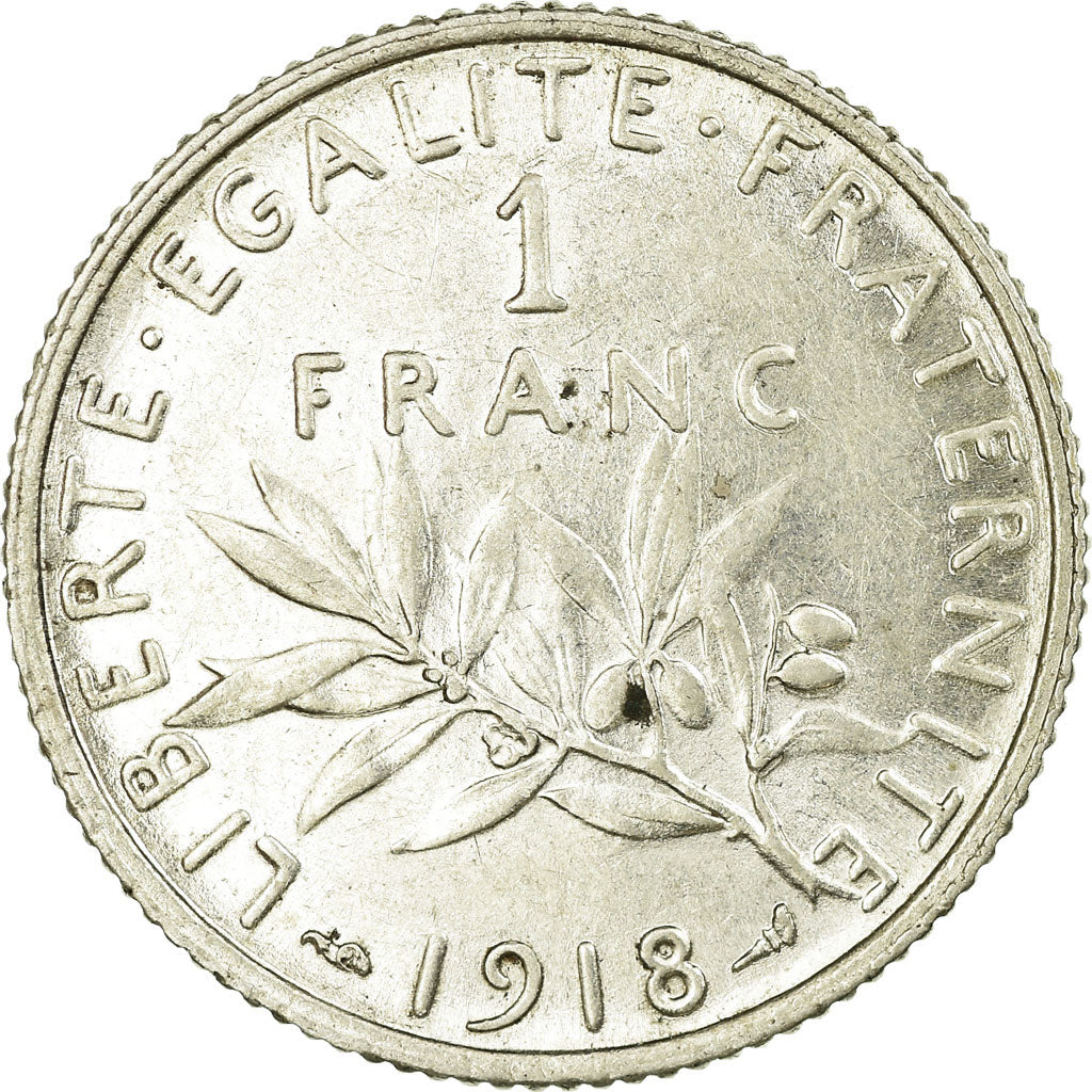 Coin, France, Semeuse, Franc, 1918, Paris, MS(60-62), Silver, KM:844.1