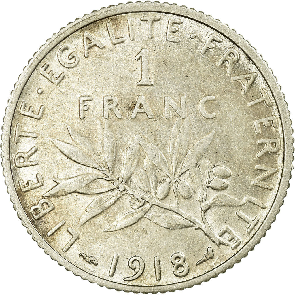 Coin, France, Semeuse, Franc, 1918, Paris, AU(50-53), Silver, KM:844.1