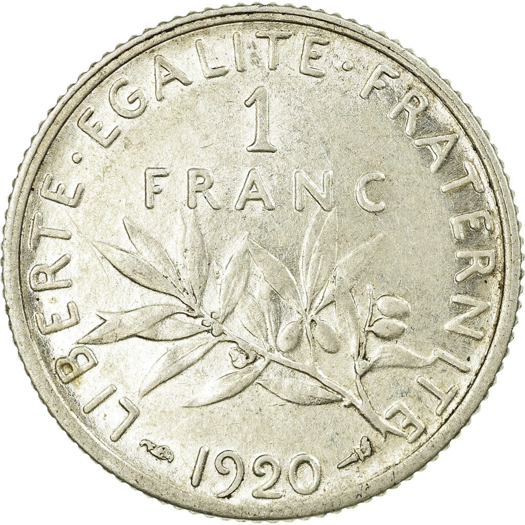 Coin, France, Semeuse, Franc, 1920, Paris, AU(50-53), Silver, KM:844.1