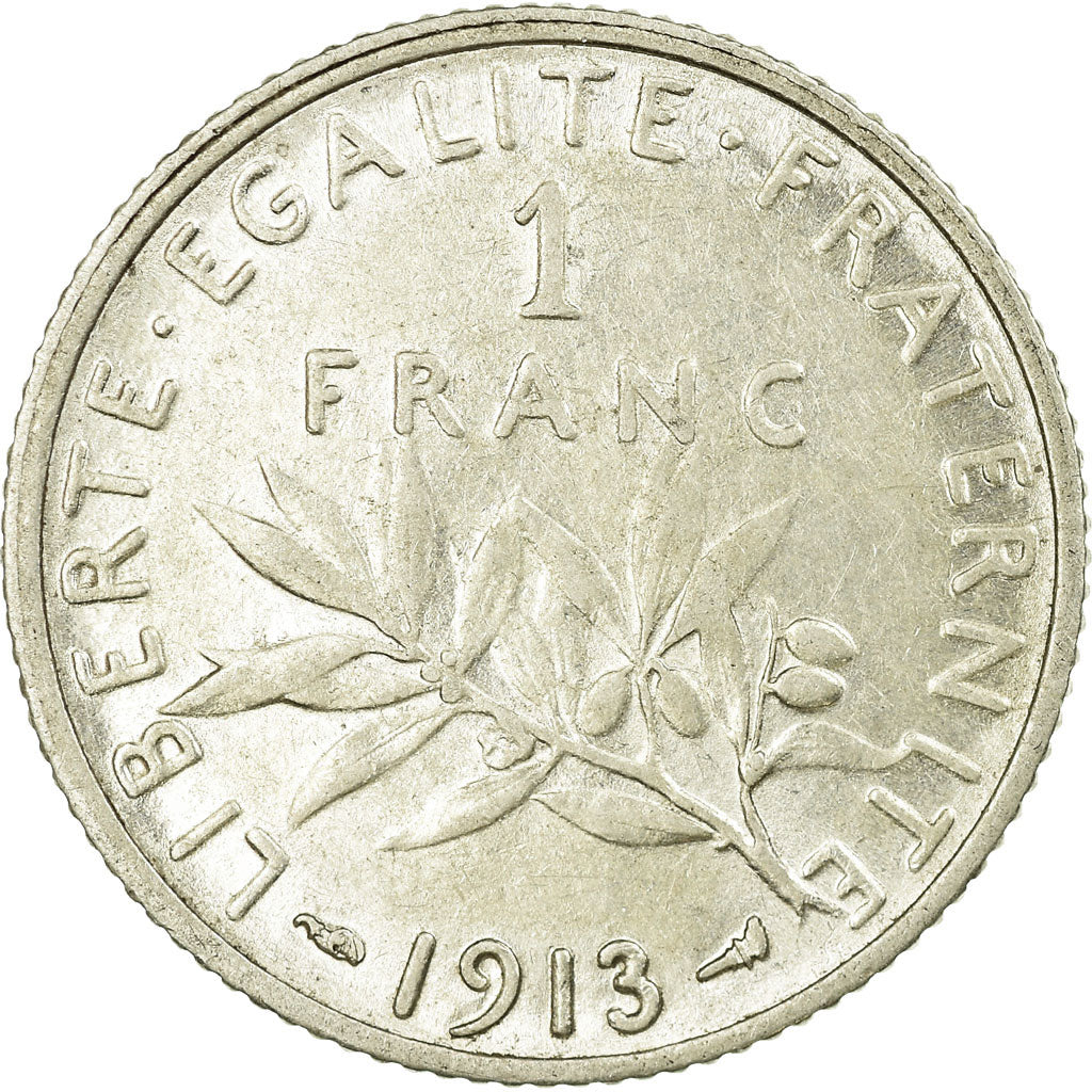 Coin, France, Semeuse, Franc, 1913, Paris, AU(50-53), Silver, KM:844.1