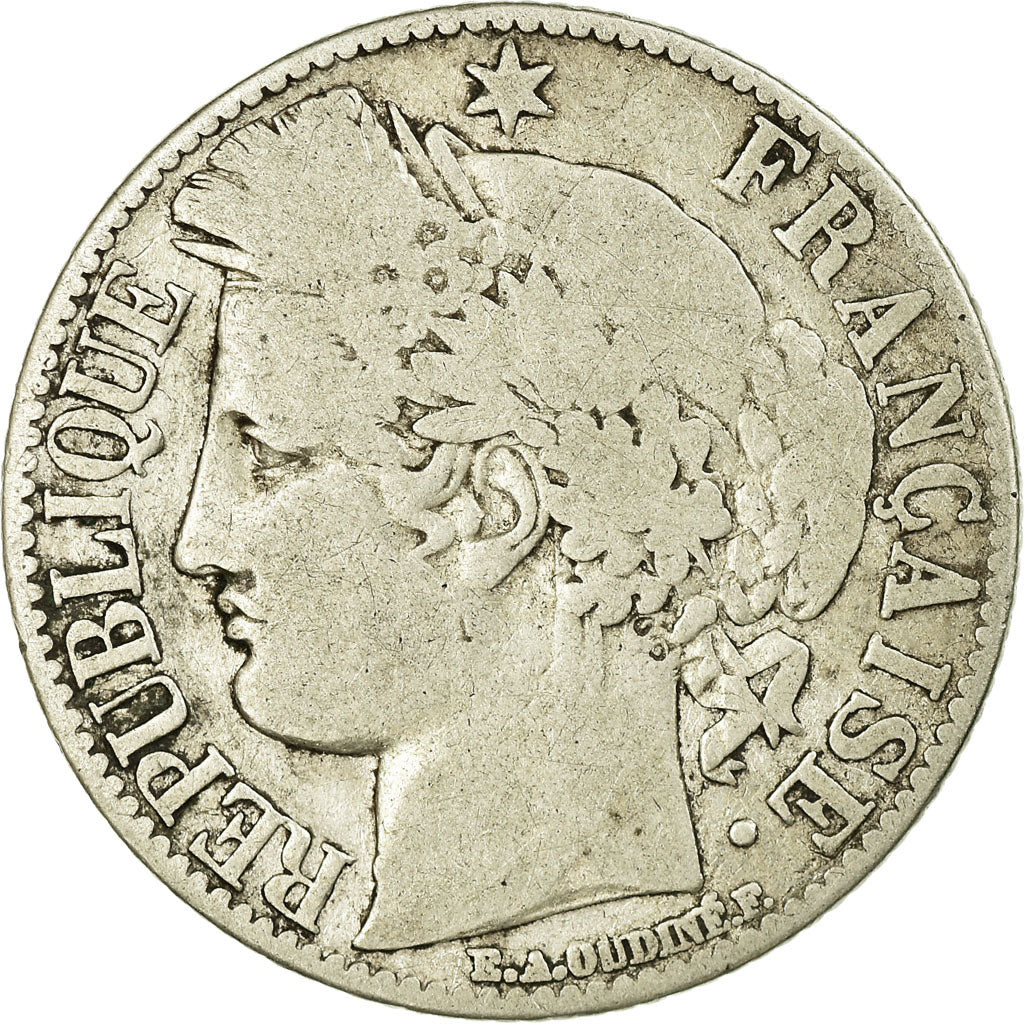 Coin, France, Cérès, Franc, 1872, Paris, VG(8-10), Silver, KM:822.1