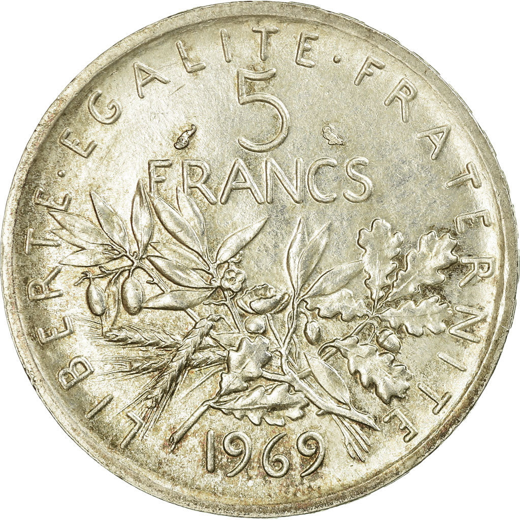 Moneda, Francia, Semeuse, 5 Francs, 1968, MBC+, Plata, KM:926, Gadoury:770