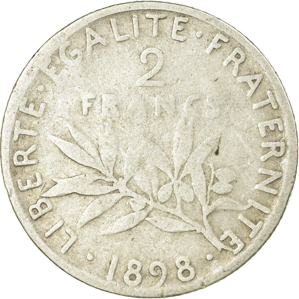 Moneda, Francia, Semeuse, 2 Francs, 1898, Paris, BC, Plata, KM:845.1