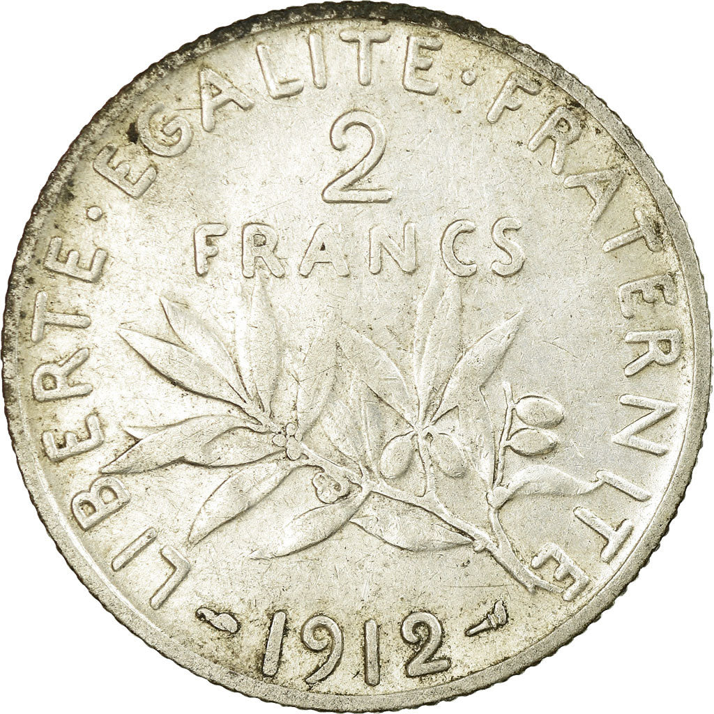 Coin, France, Semeuse, 2 Francs, 1912, Paris, VF(20-25), Silver, KM:845.1
