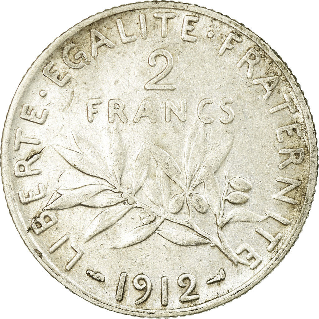 Coin, France, Semeuse, 2 Francs, 1912, Paris, VF(20-25), Silver, KM:845.1