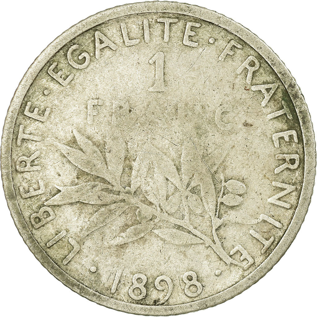 Moneta, Francia, Semeuse, Franc, 1898, Paris, MB, Argento, KM:844.1, Gadoury:467