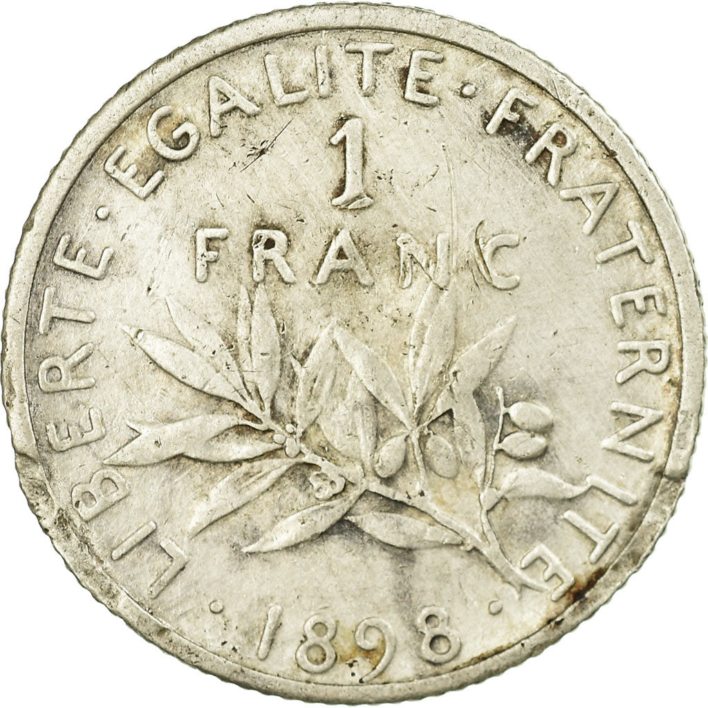 Moeda, França, Semeuse, Franc, 1898, Paris, F(12-15), Prata, KM:844.1