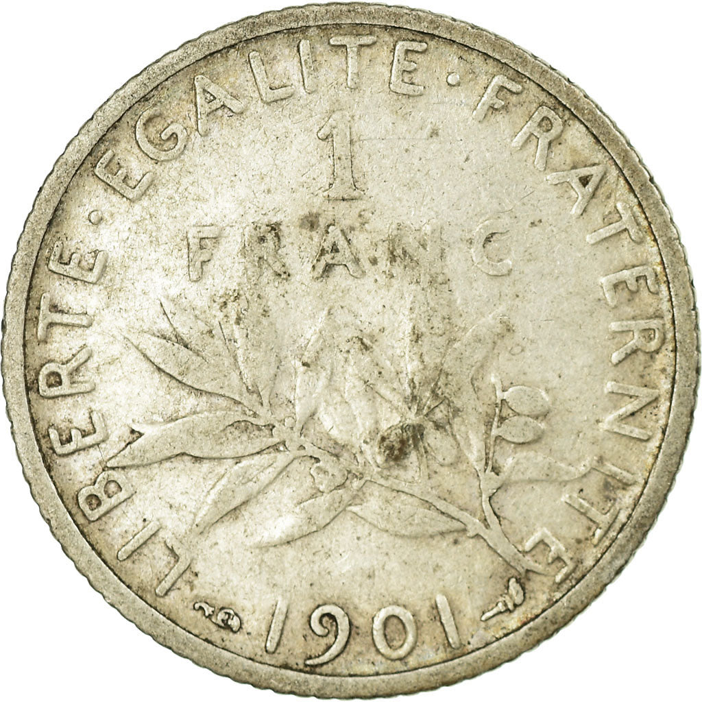 Coin, France, Semeuse, Franc, 1901, Paris, VF(20-25), Silver, KM:844.1