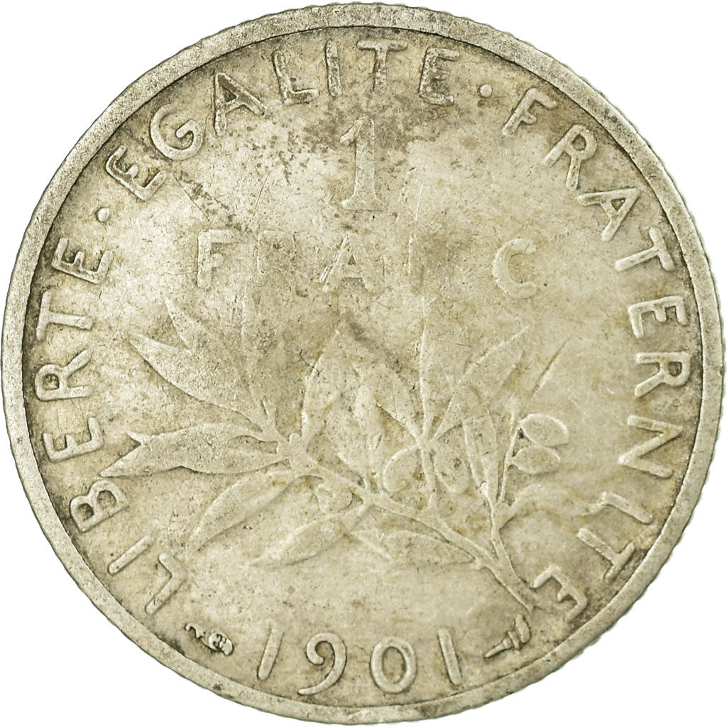 Moneta, Francia, Semeuse, Franc, 1901, Paris, MB, Argento, KM:844.1, Gadoury:467