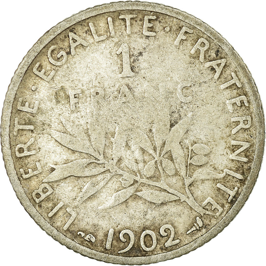 Coin, France, Semeuse, Franc, 1902, Paris, VF(20-25), Silver, KM:844.1
