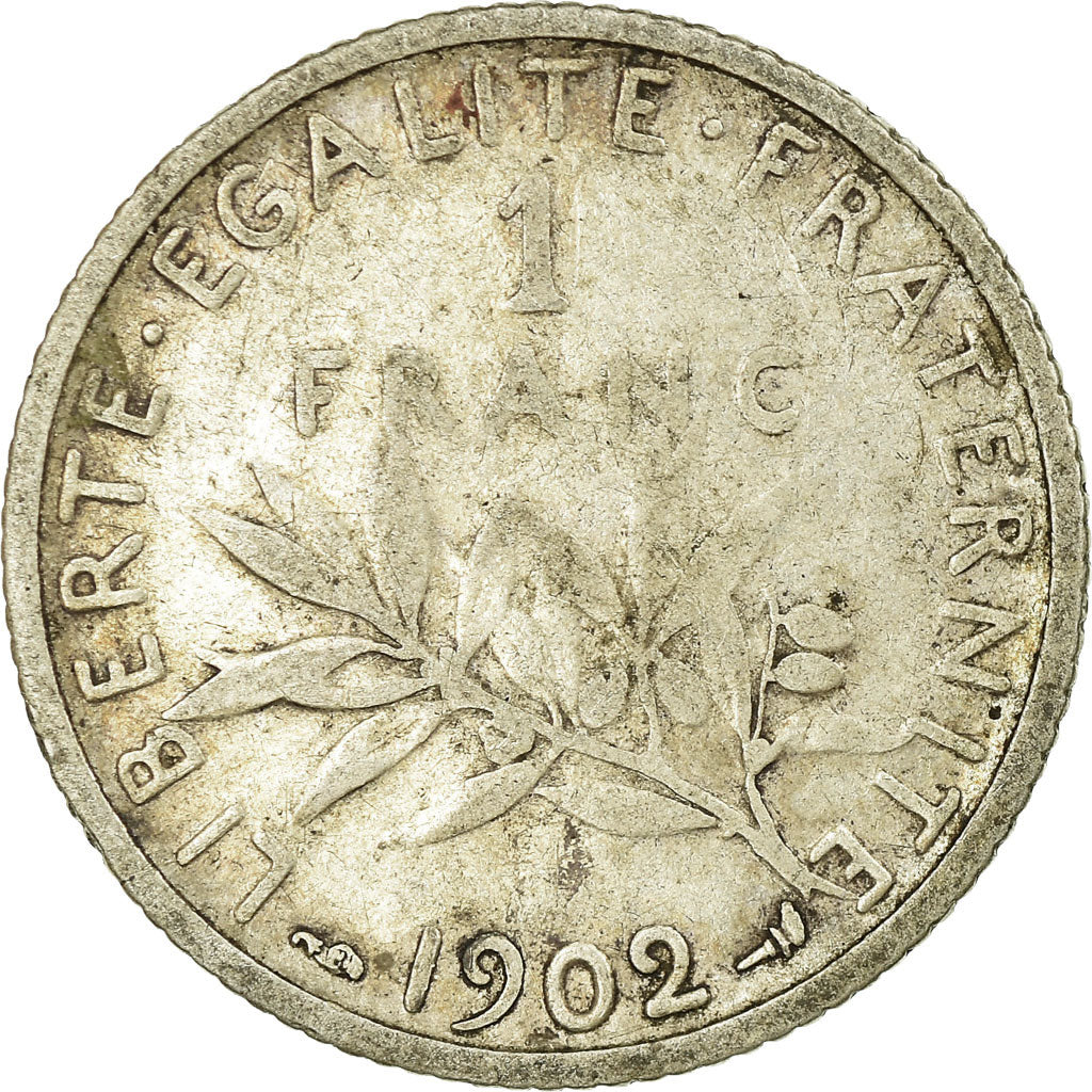 Coin, France, Semeuse, Franc, 1902, Paris, VF(20-25), Silver, KM:844.1