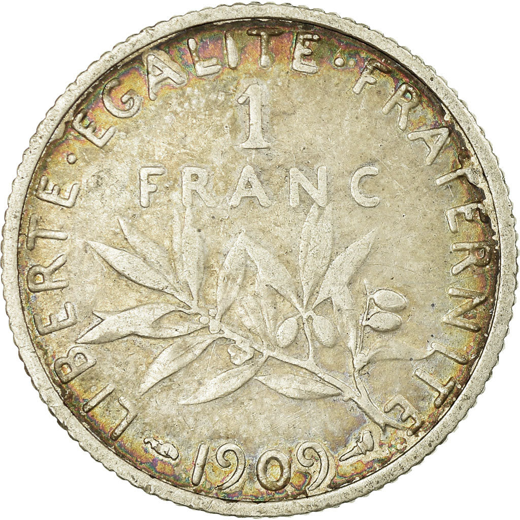 Coin, France, Semeuse, Franc, 1909, Paris, VF(20-25), Silver, KM:844.1