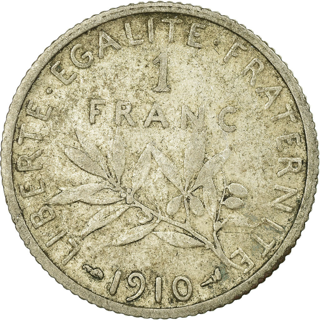 Moneta, Francia, Semeuse, Franc, 1910, Paris, B+, Argento, KM:844.1, Gadoury:467