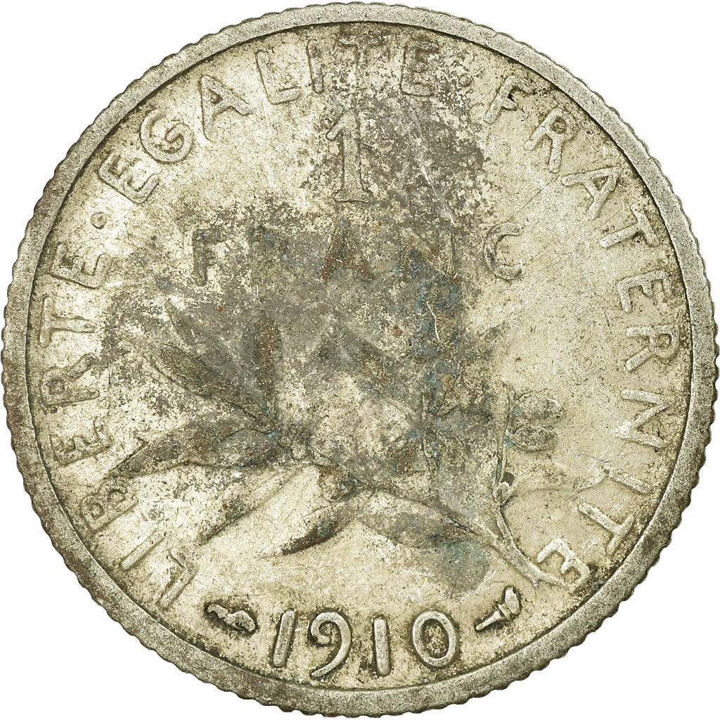 Munten, Frankrijk, Semeuse, Franc, 1910, Paris, ZG+, Zilver, KM:844.1