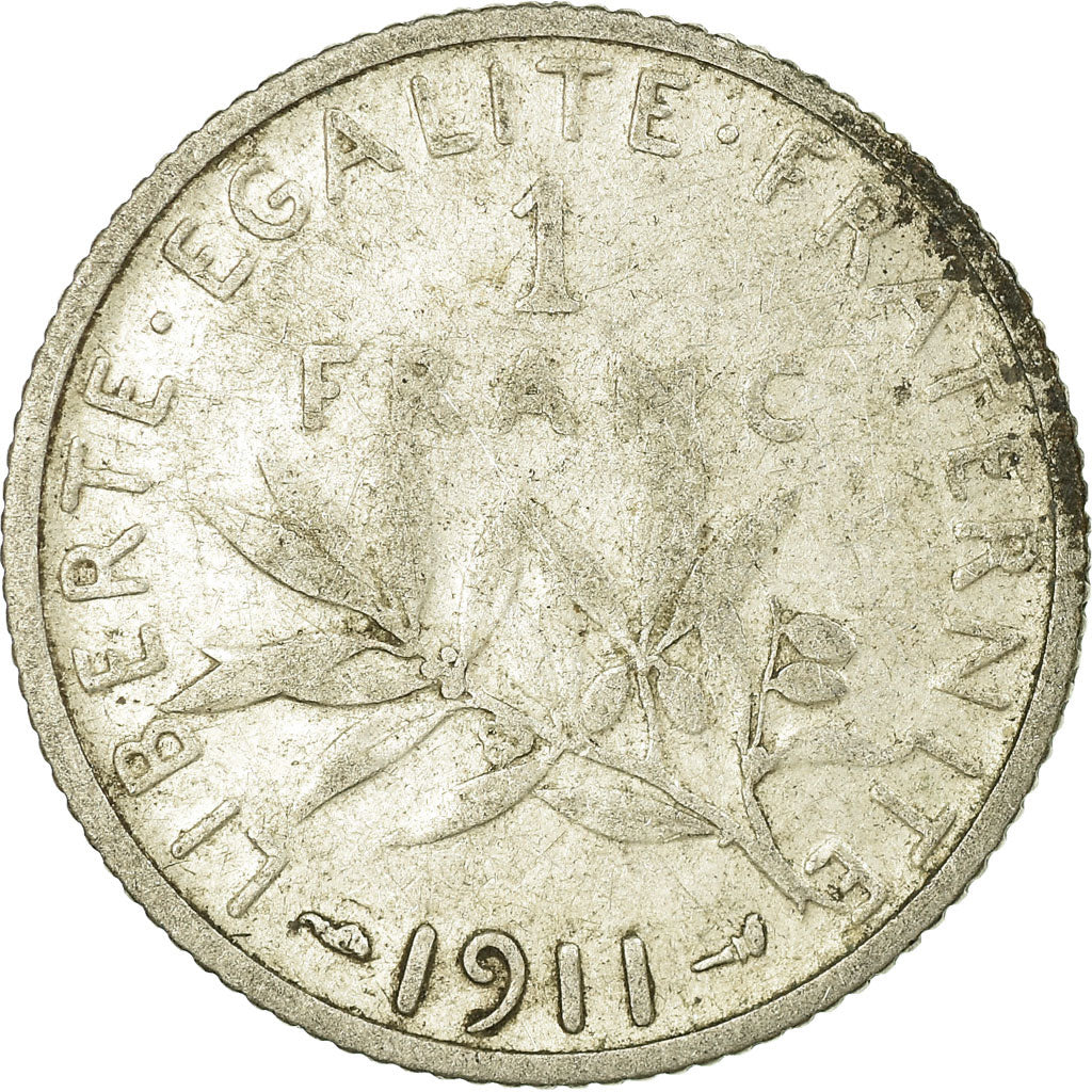 Moeda, França, Semeuse, Franc, 1911, Paris, F(12-15), Prata, KM:844.1