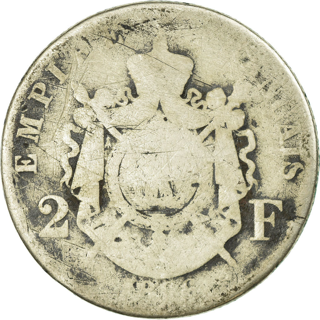 Coin, France, Napoleon III, Napoléon III, 2 Francs, 1866, Strasbourg, VG(8-10)