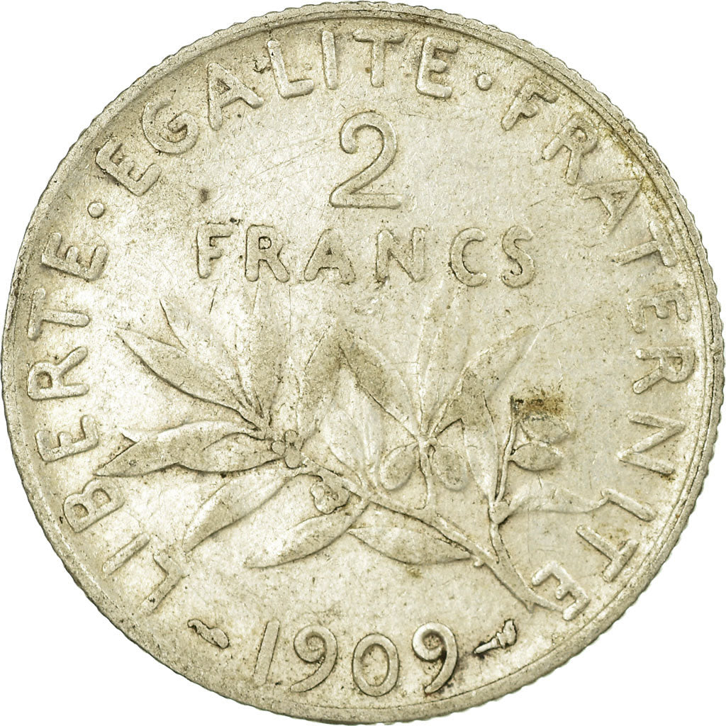 Monnaie, France, Semeuse, 2 Francs, 1909, Paris, TB, Argent, Gadoury:532