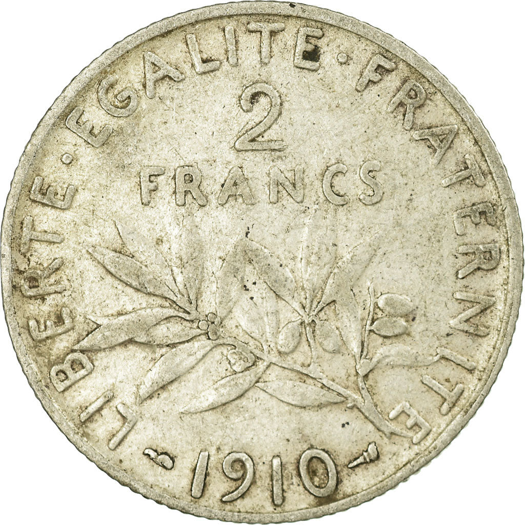 Coin, France, Semeuse, 2 Francs, 1910, Paris, VF(20-25), Silver, KM:845.1