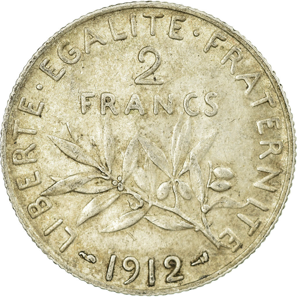 Moneta, Francia, Semeuse, 2 Francs, 1912, Paris, MB+, Argento, KM:845.1