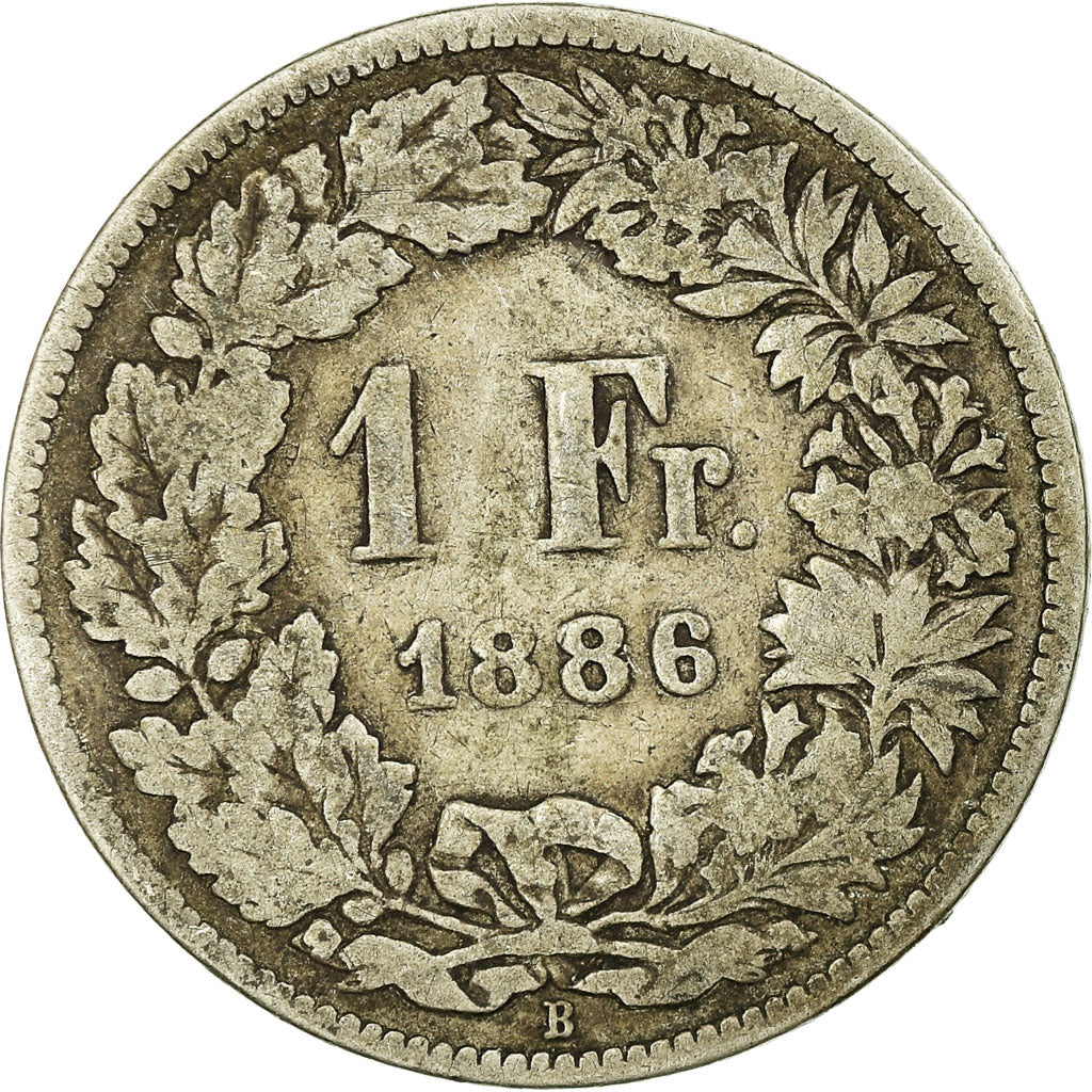 Coin, Switzerland, Franc, 1886, Bern, F(12-15), Silver, KM:24