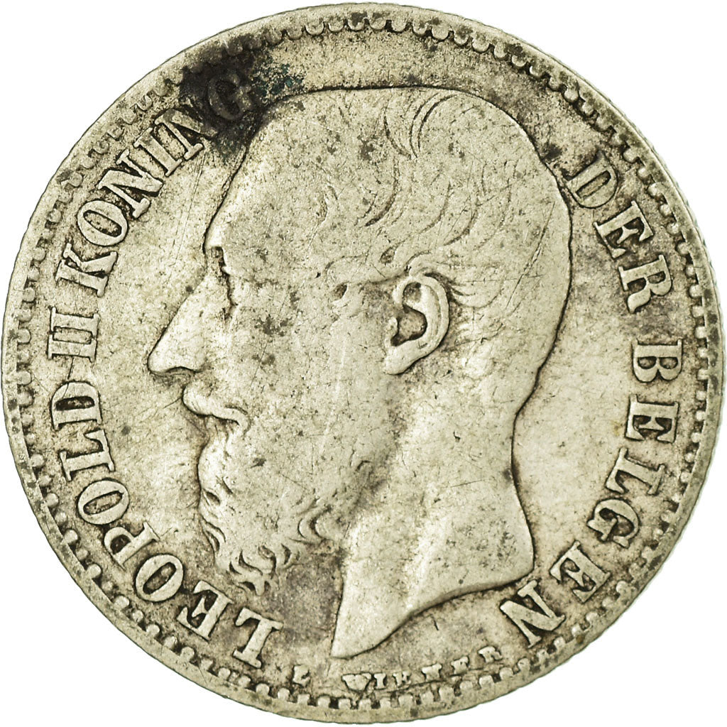 Münze, Belgien, Leopold II, Franc, 1887, SGE+, Silber, KM:29.1