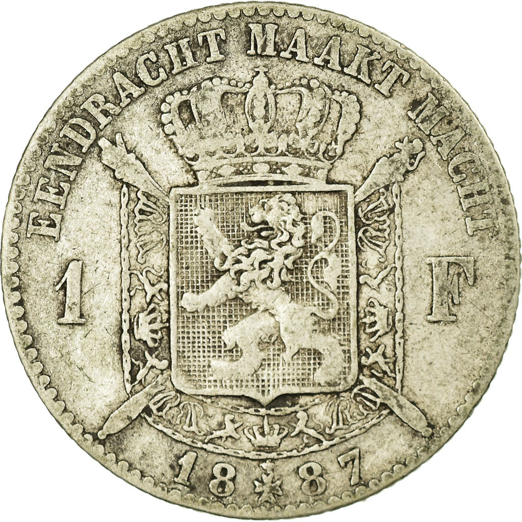Münze, Belgien, Leopold II, Franc, 1887, SGE+, Silber, KM:29.1