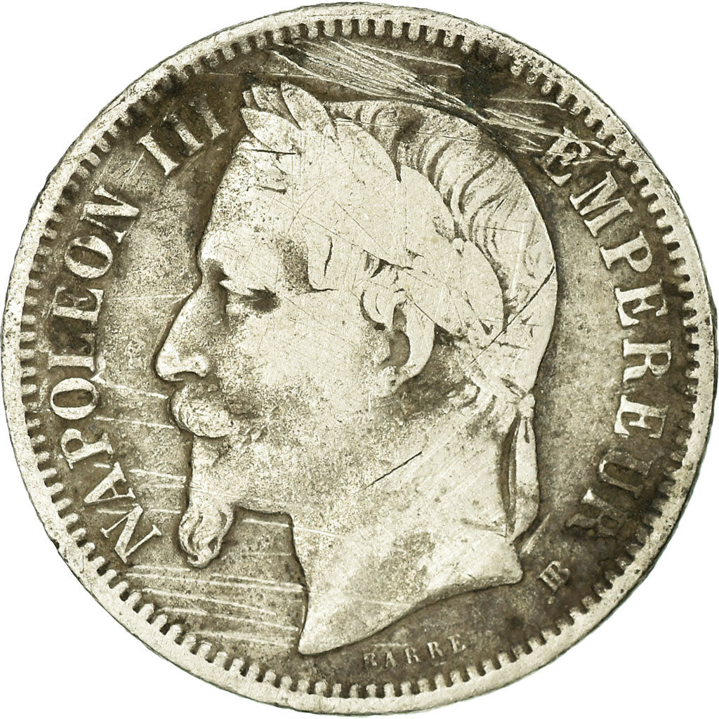 Moneta, Francja, Napoleon III, Napoléon III, Franc, 1869, Strasbourg, VG(8-10)