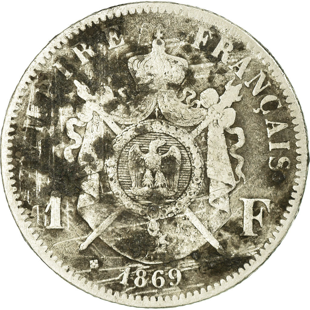 Moneta, Francja, Napoleon III, Napoléon III, Franc, 1869, Strasbourg, VG(8-10)