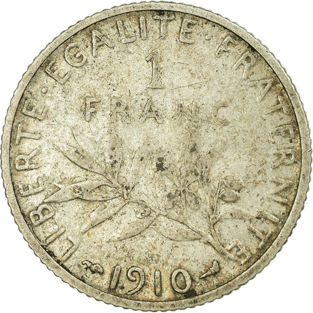Coin, France, Semeuse, Franc, 1910, Paris, VF(20-25), Silver, KM:844.1