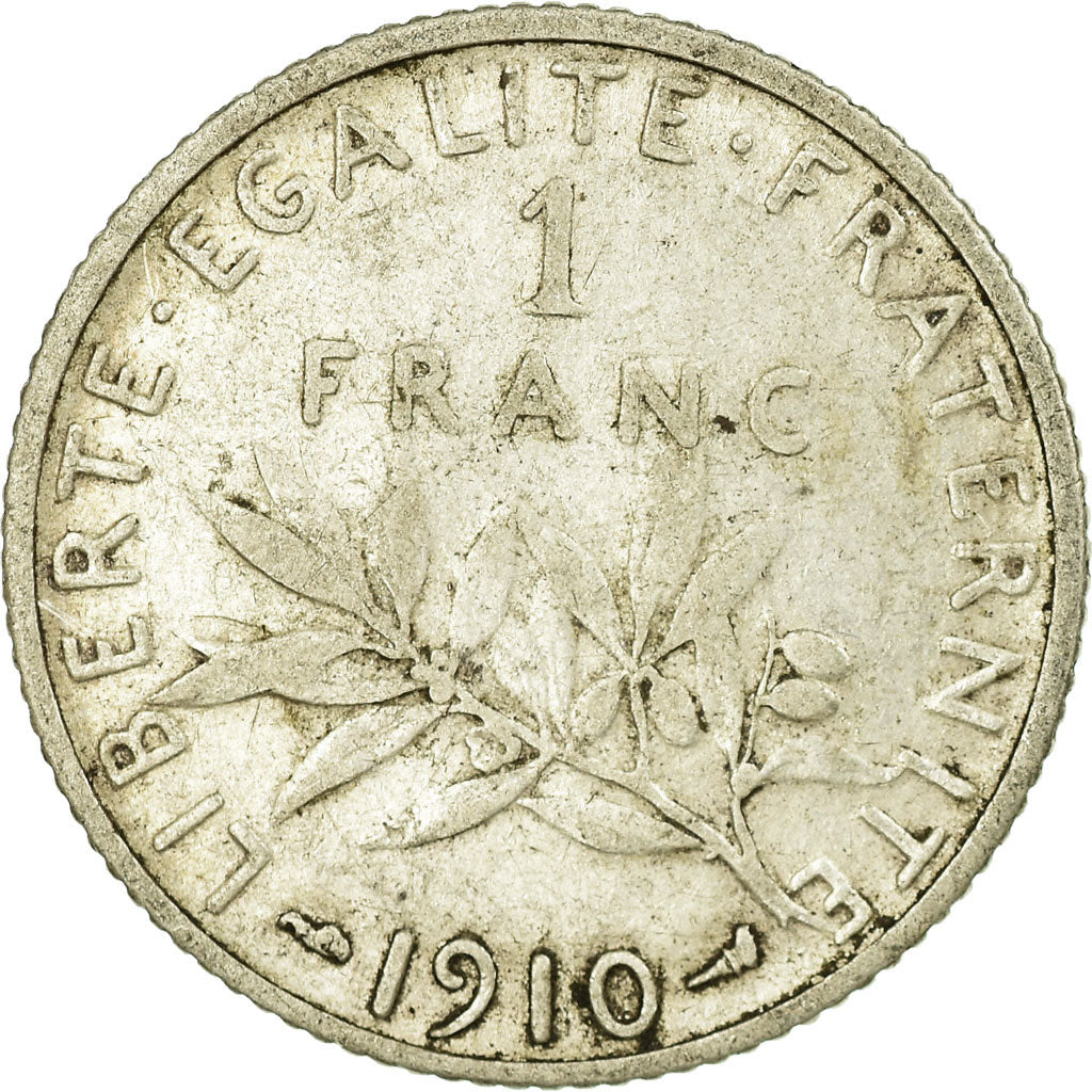 Coin, France, Semeuse, Franc, 1910, Paris, VF(20-25), Silver, KM:844.1