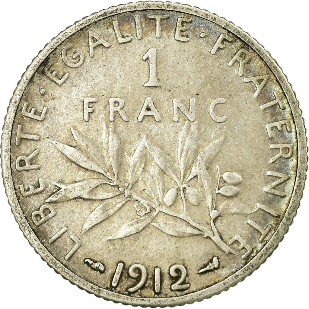 Coin, France, Semeuse, Franc, 1912, Paris, VF(20-25), Silver, KM:844.1