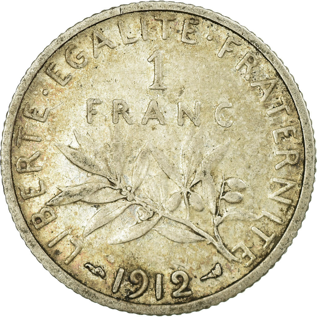 Coin, France, Semeuse, Franc, 1912, Paris, VF(20-25), Silver, KM:844.1