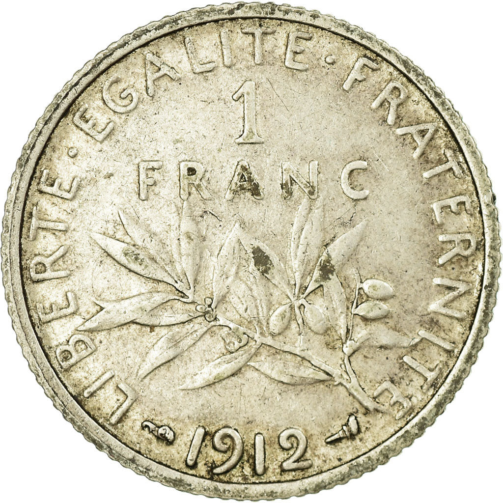 Münze, Frankreich, Semeuse, Franc, 1912, Paris, S, Silber, KM:844.1
