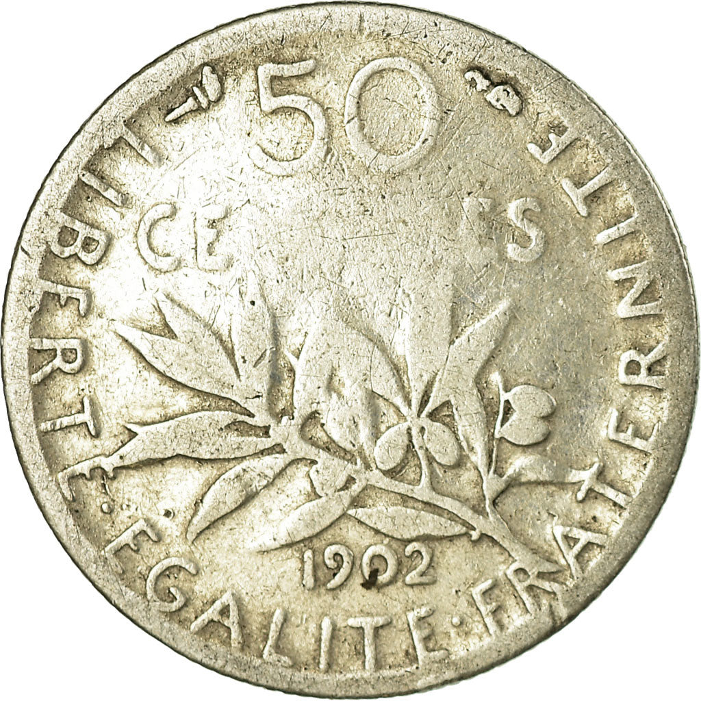 Coin, France, Semeuse, 50 Centimes, 1902, Paris, F(12-15), Silver, KM:854