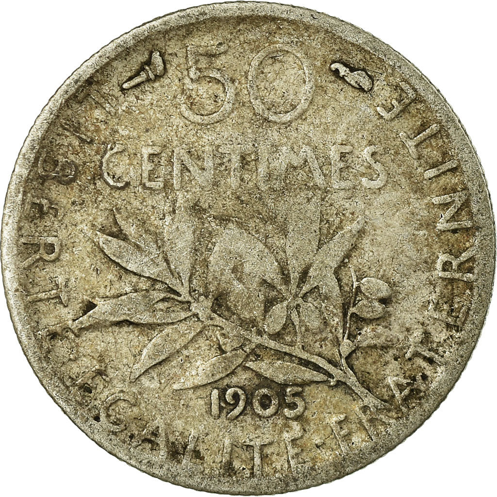 Monnaie, France, Semeuse, 50 Centimes, 1905, Paris, B+, Argent, Gadoury:467