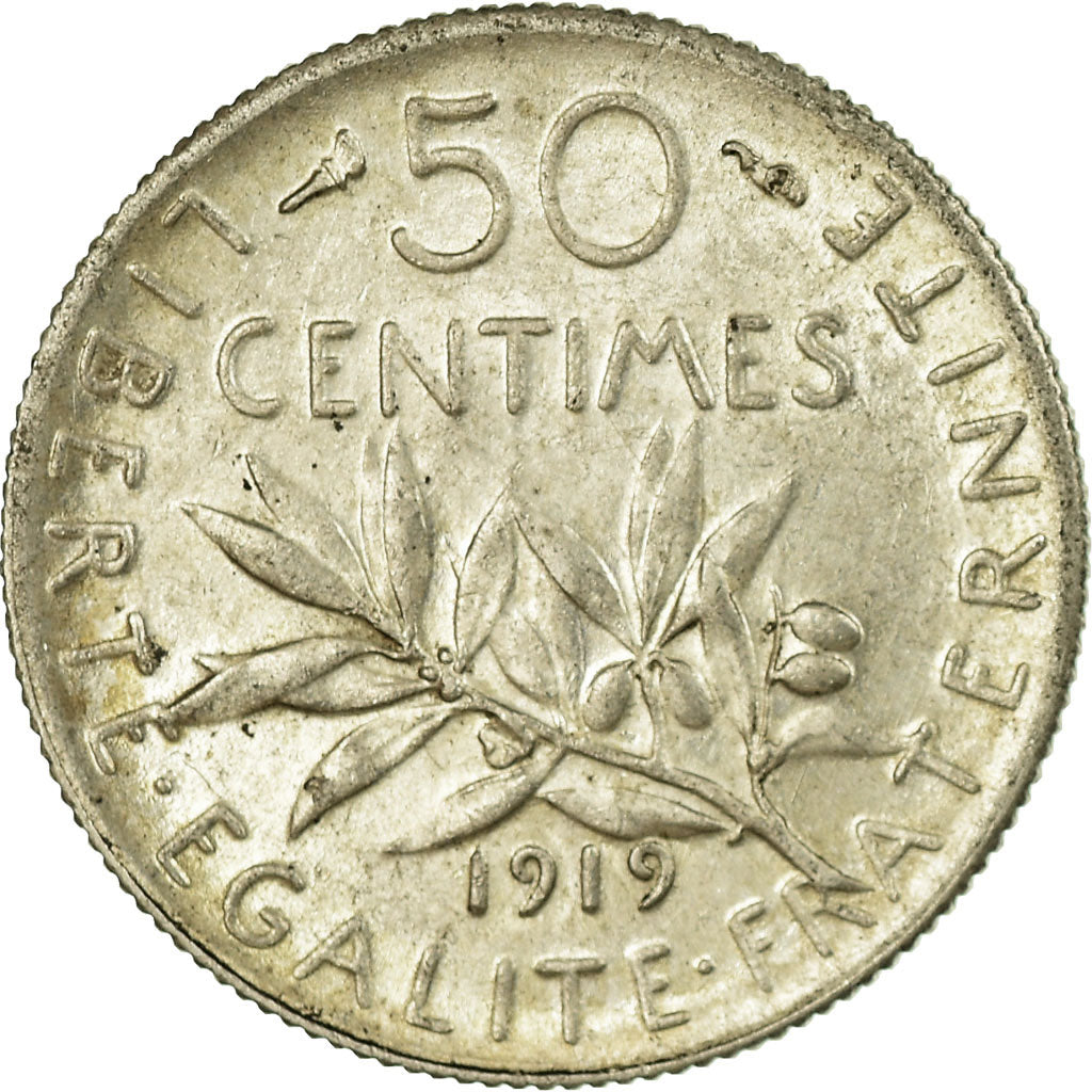 Monnaie, France, Semeuse, 50 Centimes, 1919, Paris, SUP, Argent, Gadoury:420