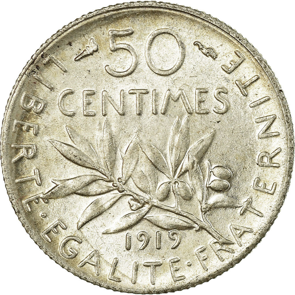 Münze, Frankreich, Semeuse, 50 Centimes, 1919, Paris, VZ, Silber, KM:854