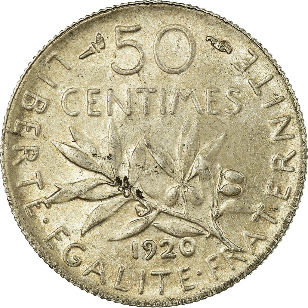 Monnaie, France, Semeuse, 50 Centimes, 1920, Paris, TTB+, Argent, Gadoury:420