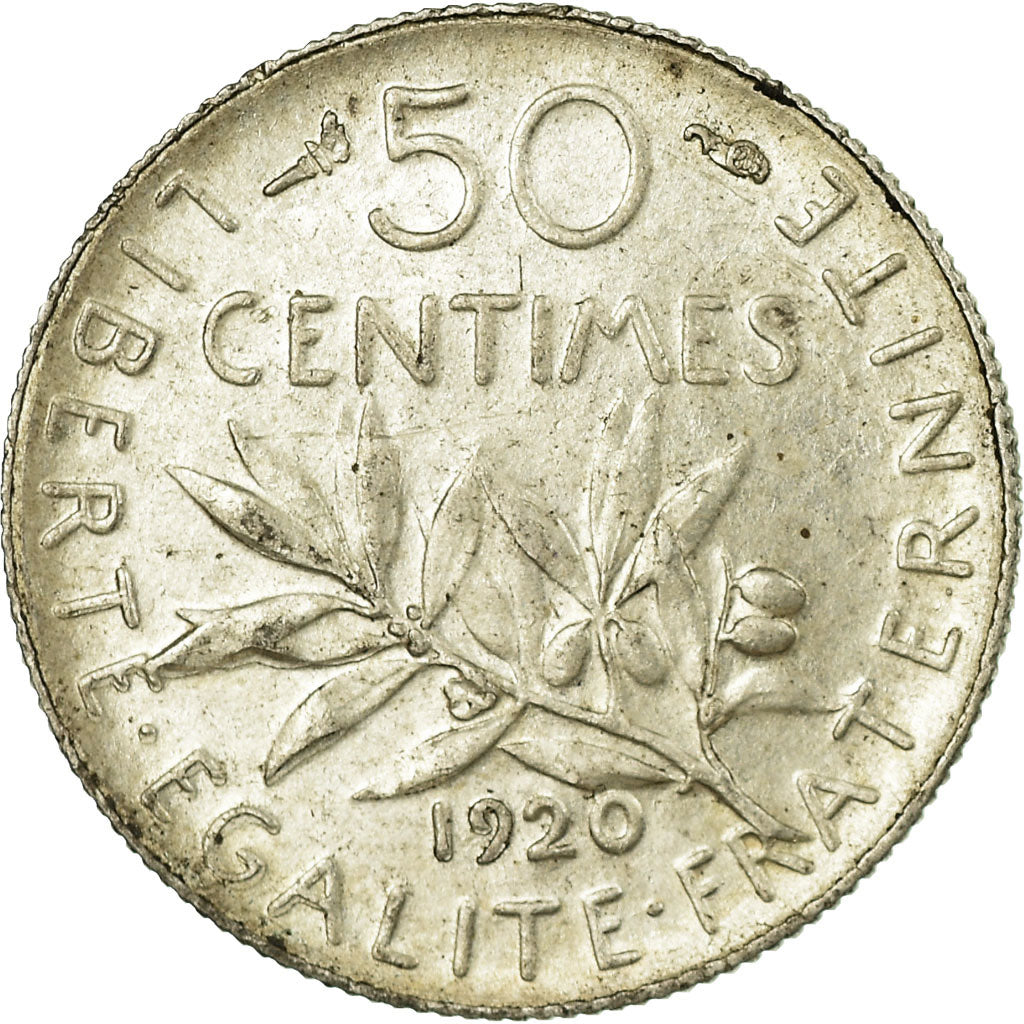 Monnaie, France, Semeuse, 50 Centimes, 1920, Paris, SUP, Argent, Gadoury:420