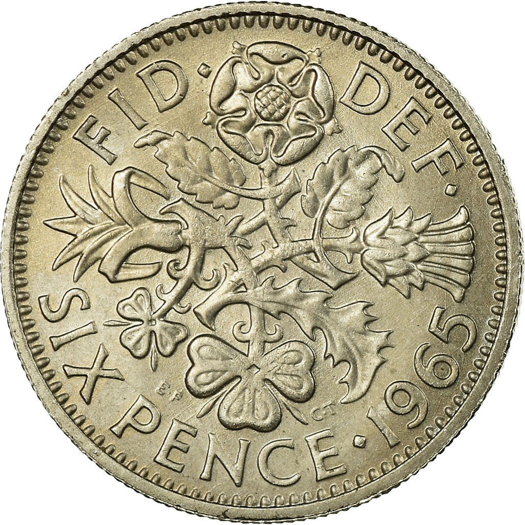 Coin, Great Britain, Elizabeth II, 6 Pence, 1965, MS(60-62), Copper-nickel