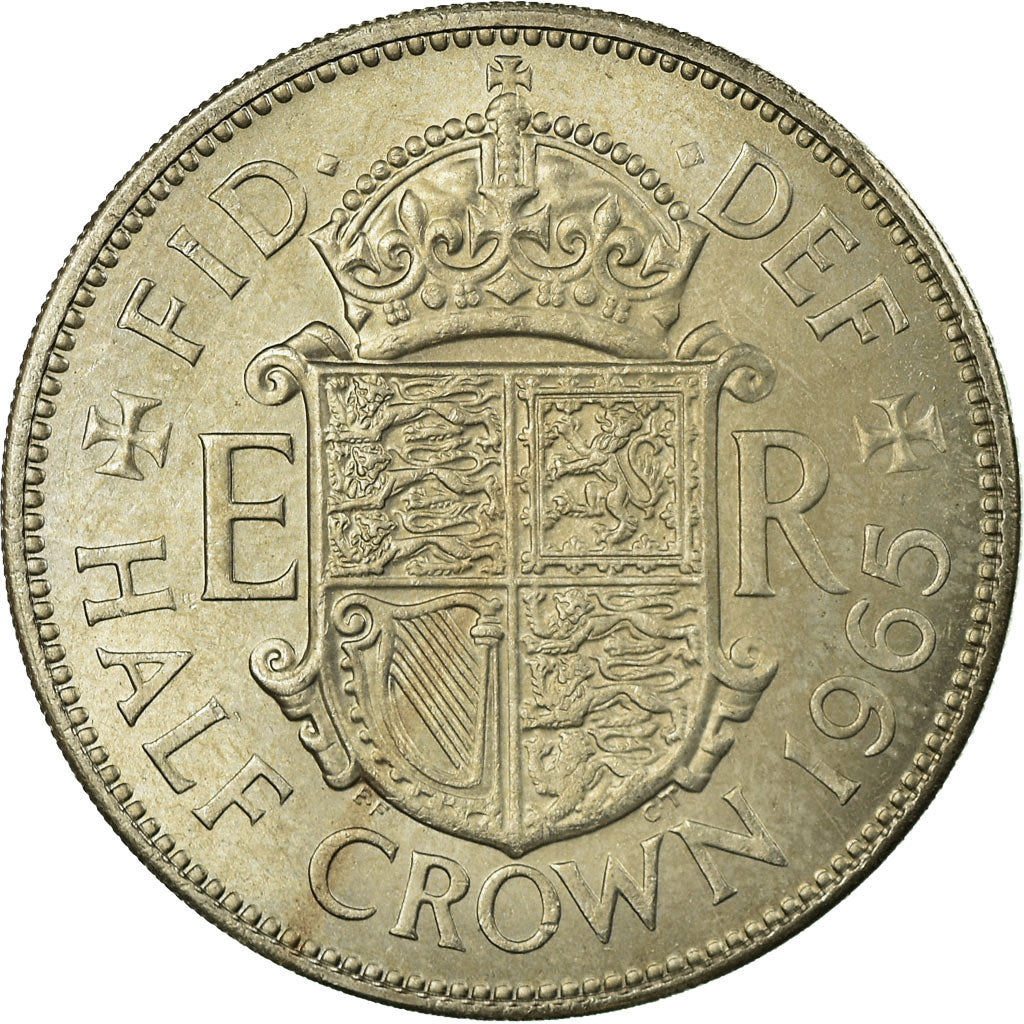 Coin, Great Britain, Elizabeth II, 1/2 Crown, 1965, MS(60-62), Copper-nickel