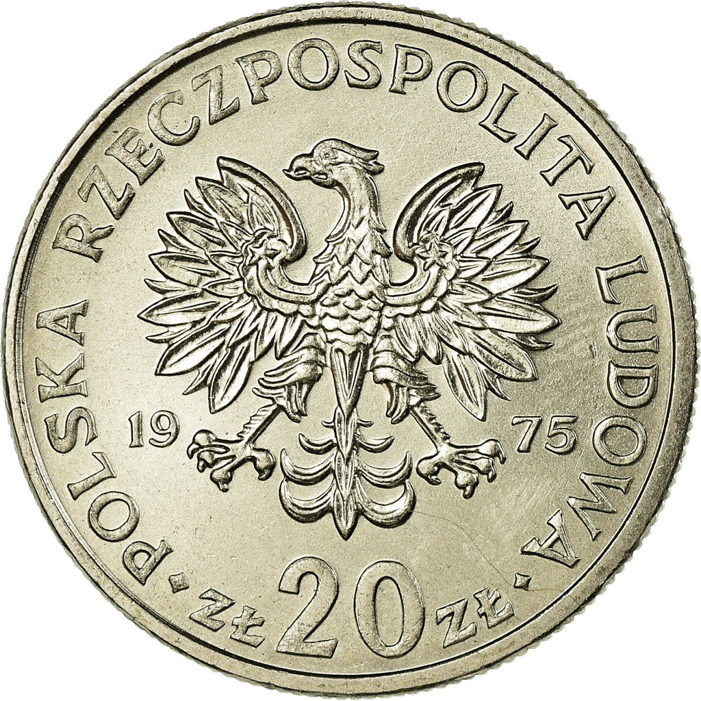 Moneta, Polonia, 20 Zlotych, 1975, Warsaw, SPL, Rame-nichel, KM:69