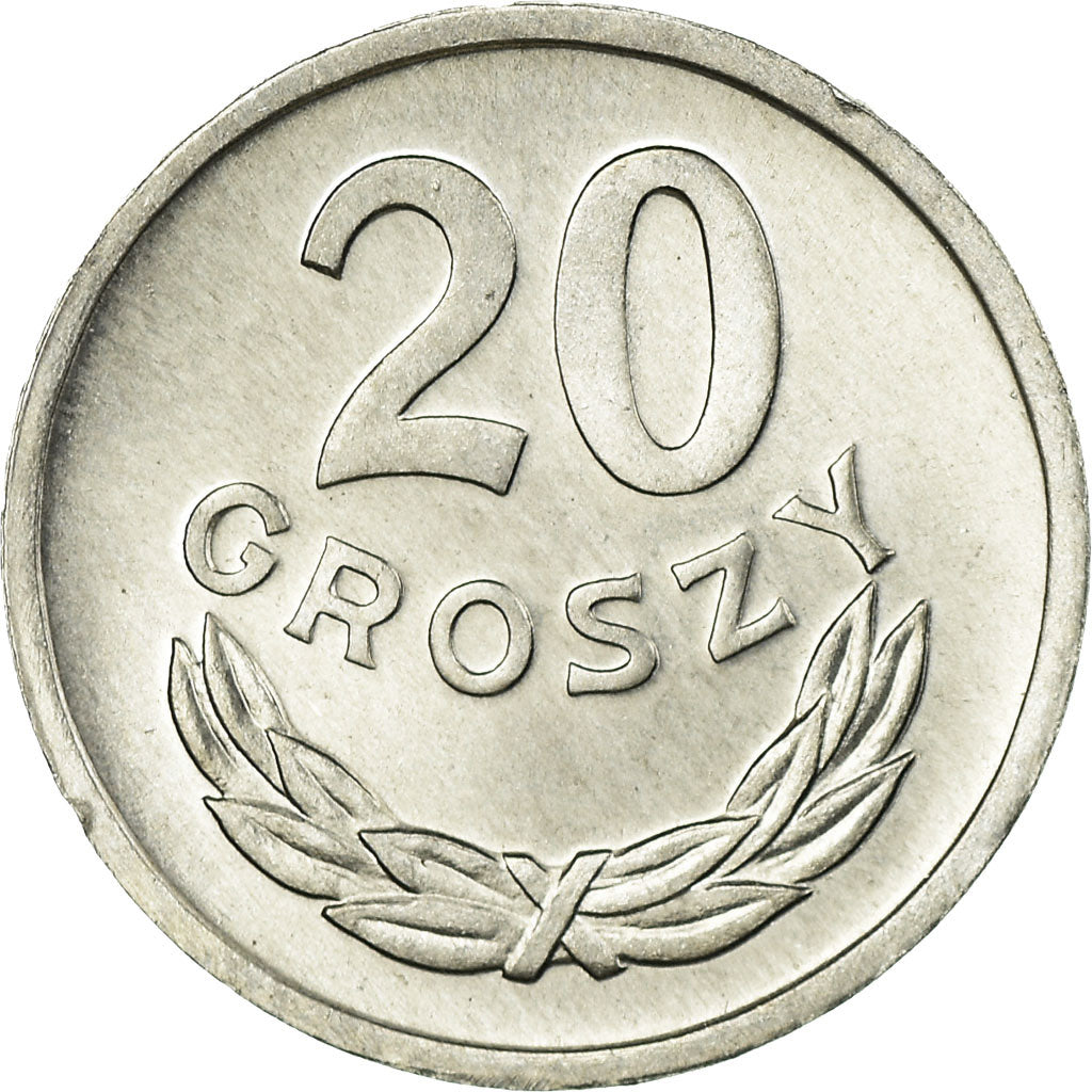 Moneta, Polska, 20 Groszy, 1975, Warsaw, MS(60-62), Aluminium, KM:A47