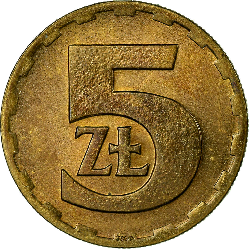 Coin, Poland, 5 Zlotych, 1975, Warsaw, MS(63), Brass, KM:81.1