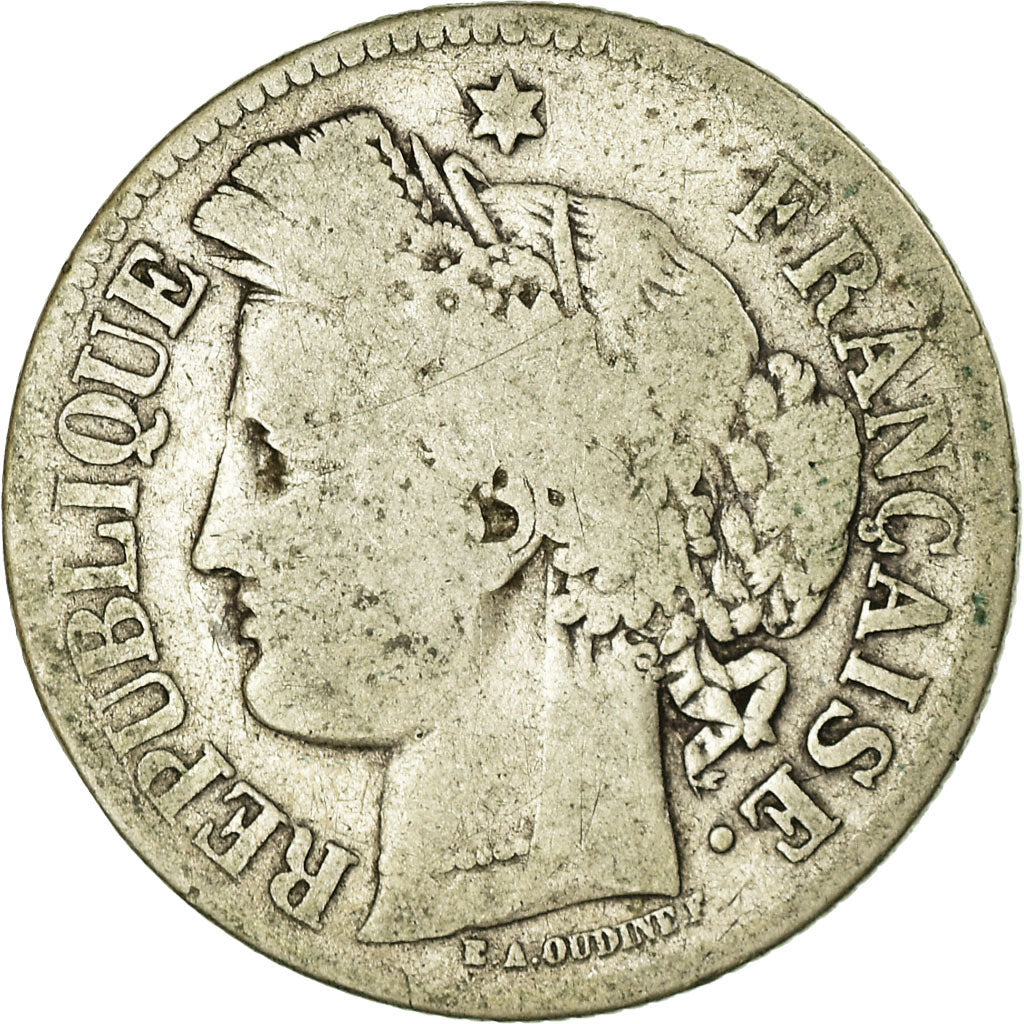 Coin, France, Cérès, 2 Francs, 1871, Bordeaux, VG(8-10), Silver, KM:816.2