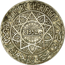Coin, Morocco, Mohammed V, 5 Francs, AH 1352/1933, Paris, EF(40-45), Silver