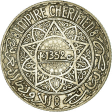 Coin, Morocco, Mohammed V, 5 Francs, AH 1352/1933, Paris, VF(30-35), Silver