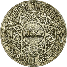 Coin, Morocco, Mohammed V, 5 Francs, AH 1352/1933, Paris, VF(20-25), Silver
