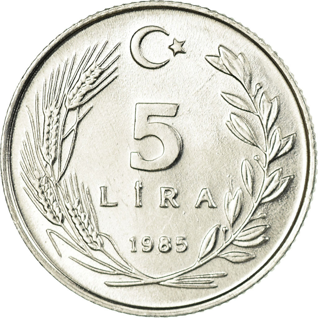 Coin, Turkey, 5 Lira, 1985, MS(63), Aluminum, KM:963
